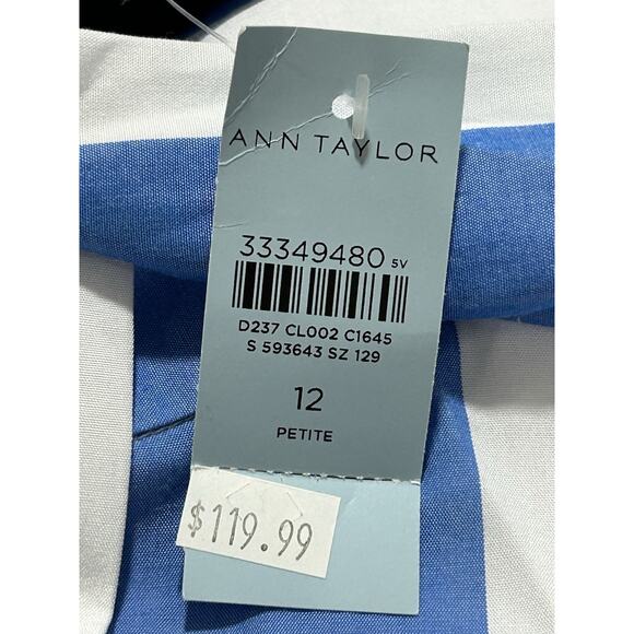 NEW Ann Taylor 12 Petite Awning Striped Tie Waist Circle Skirt Blue and White - Picture 7 of 13